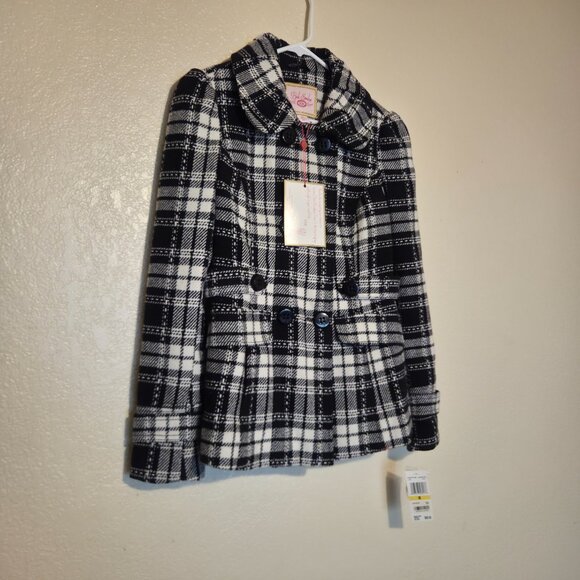 Pink Envelope Women's Medium Winter Black and White Checkered Coat - Picture 2 of 8